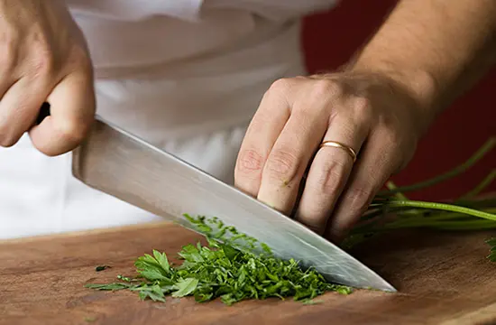 Knife skills and herb preparation
